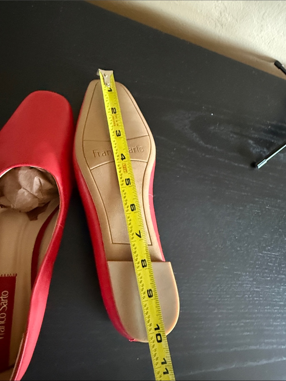Franco Sarto Vana Red Leather Square Toe Ballet Flats Shoes Size 9M NWOT - Picture 17 of 17